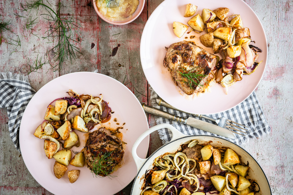 Wellbeing & Eatwell Cover Image 1001x667 (37) Pork with Baked Fennel & Pear Chutney