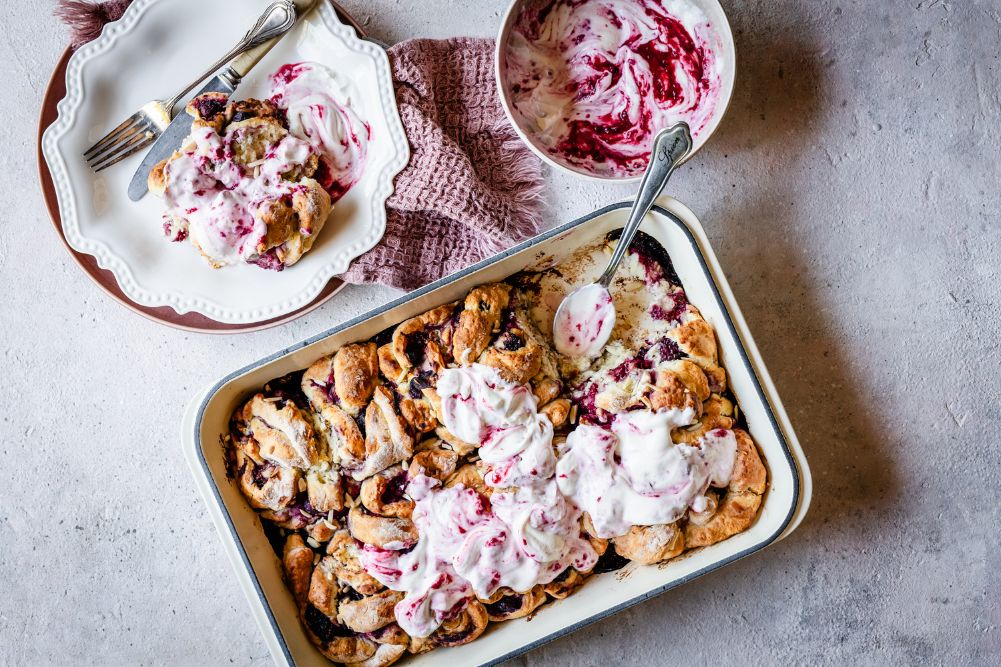 Wellbeing & Eatwell Cover Image 1001x667 (20) Berry Scrolls with Raspberry Yoghurt Drizzle
