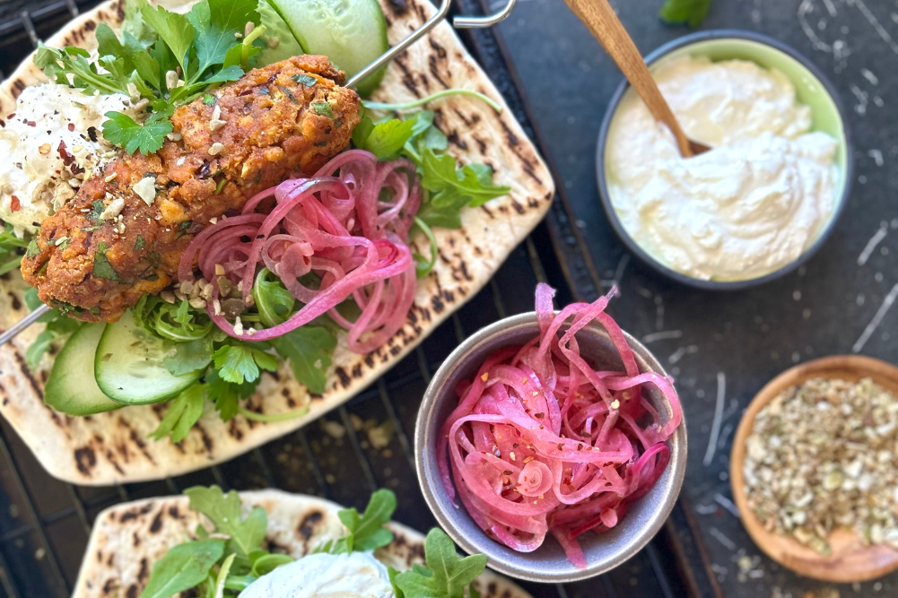Vegetarian Kofta With Whipped Feta & Pickled Red Onion